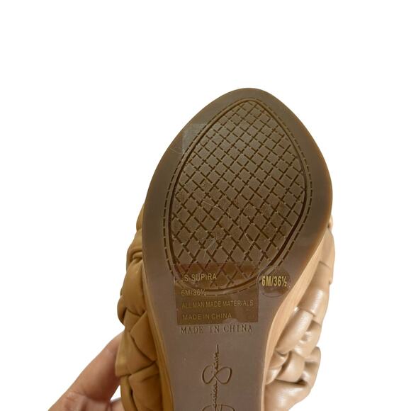 Jessica Simpson Supira Nude Platform Sandal Braided Faux Wood Mule Sandals Sz 6 - Picture 6 of 9